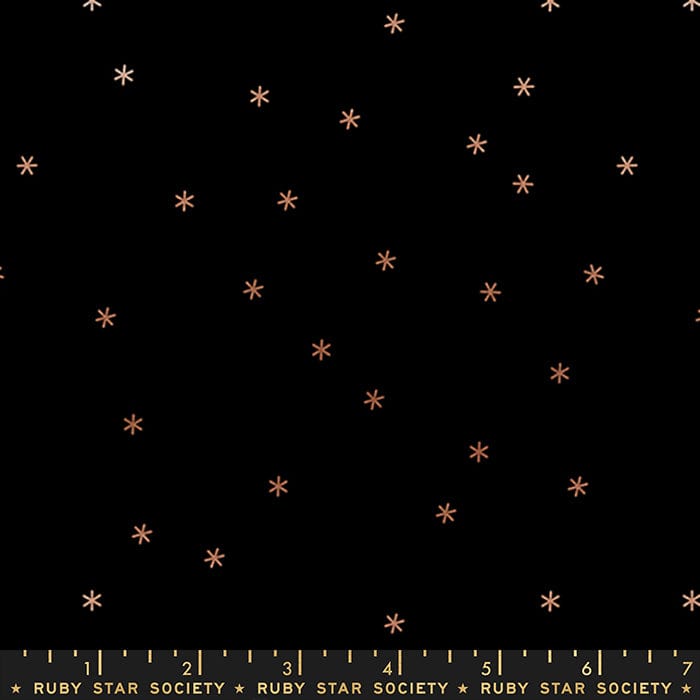Cotton quilting fabric pattern called 'Spark in Black'. Part of the 'Spark' fabric collection. Designed by Ruby Star Society for fabric company Moda Fabrics. SKU: RS0005 68M. 44-45 inch width.