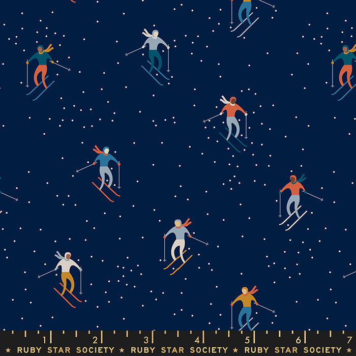 Winterglow - Ski Peeps in Navy - RS5109 14 - Half Yard