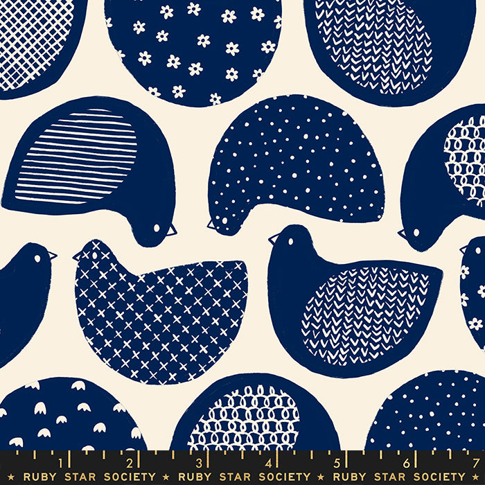 Winterglow - Snow Birds in Navy - RS5113 13 - Half Yard