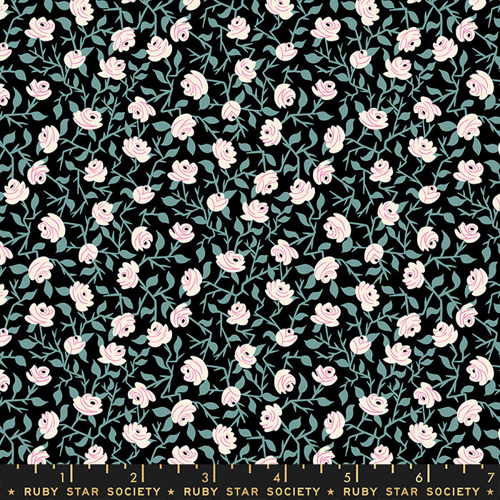 Tiny Frights - Brambling Rose in Black - RS5119 16 - Half Yard