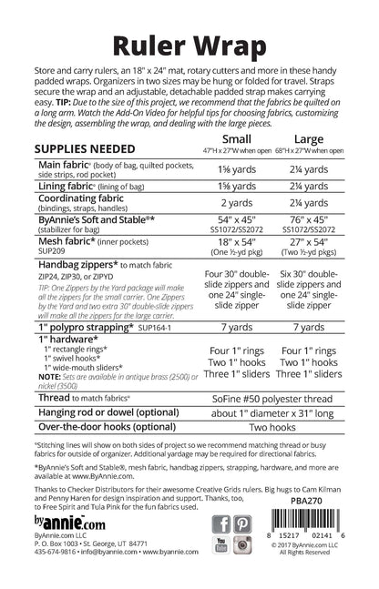 Ruler Wrap - Patterns by Annie - Paper Pattern - PBA270