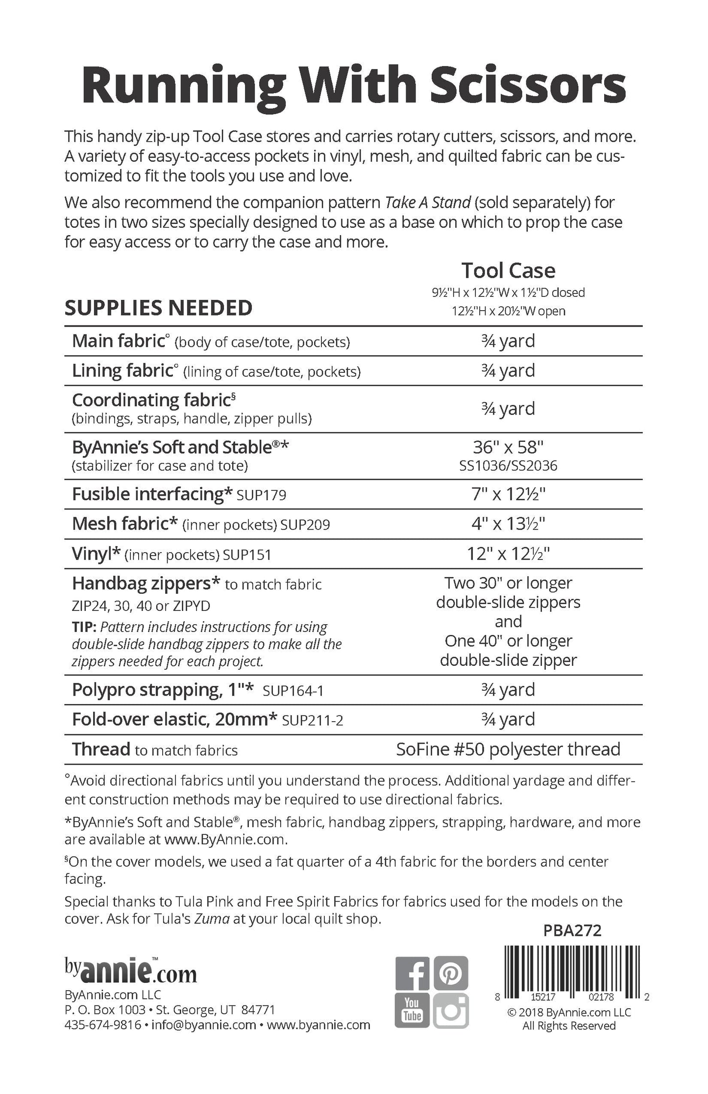 Running with Scissors - By Annie - Paper Pattern - PBA272