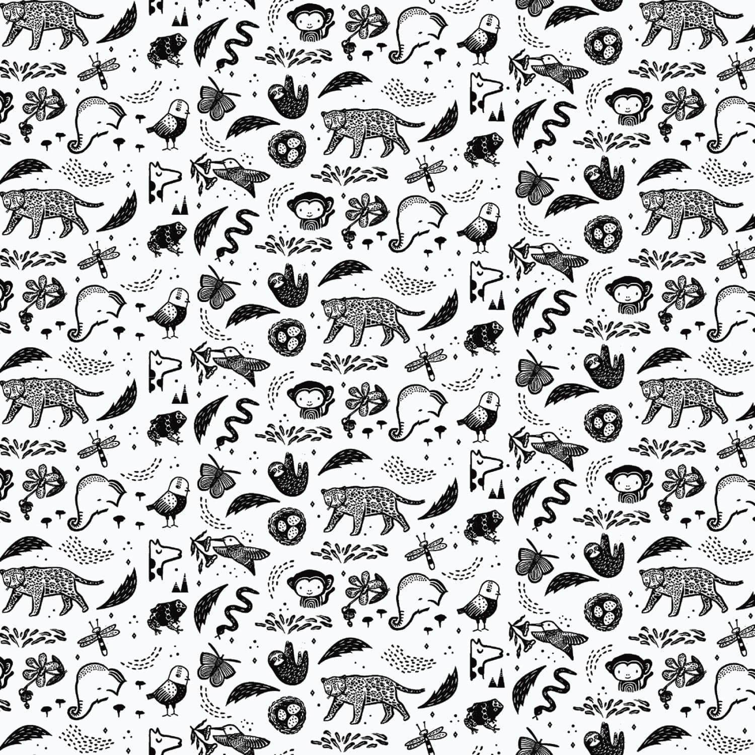 Wee Gallery - Creatures in White - Dear Stella - WG1983-WHITE - Half Yard