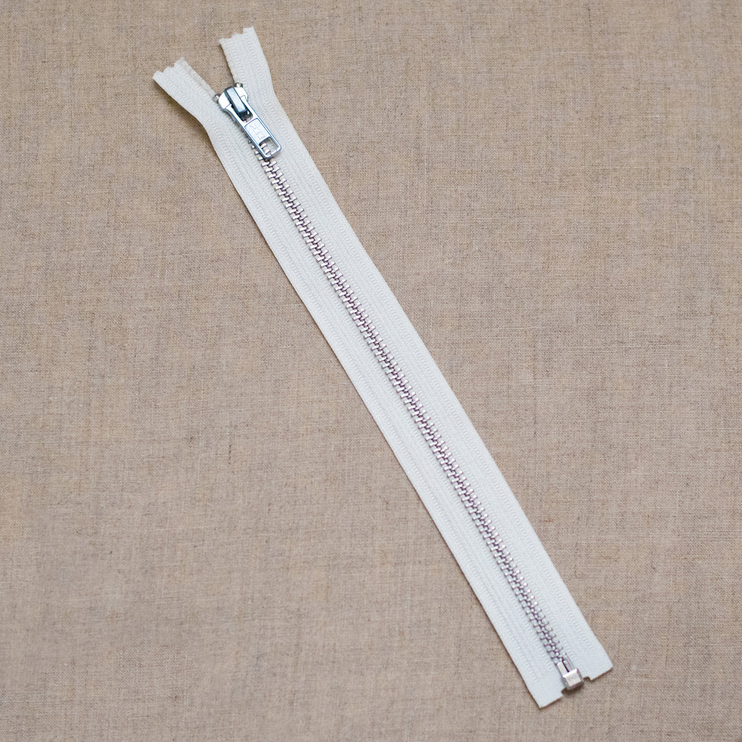 Zipper - 10" Nickel Separating Zipper - White - SEP10WHT