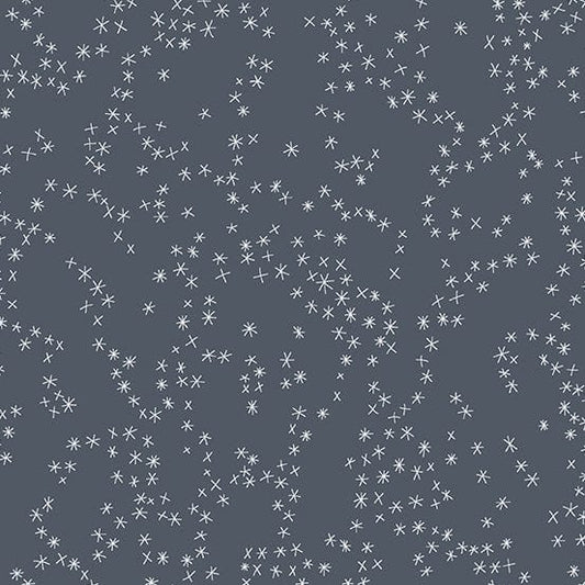 Cotton quilting fabric pattern called 'Blizzard in Stormy Weather'. Part of the 'Skygazing' fabric collection. Designed by Giucy Giuce for fabric company Andover Fabrics. SKU: A-438-B. 44-45 inch width.