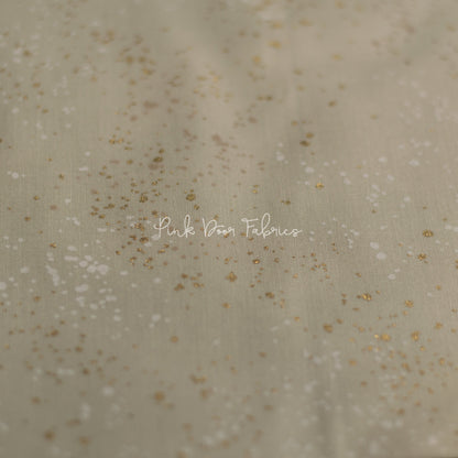 Cotton quilting fabric pattern called 'Natural'. Part of the 'Speckled Metallic' fabric collection. Designed by Ruby Star Society for fabric company Moda Fabrics. SKU: RS5027 18M. 44-45 inch width.