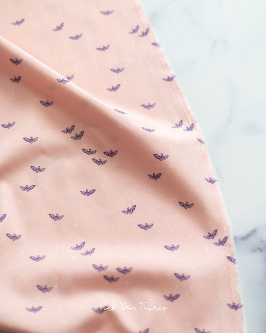 Cotton quilting fabric pattern called 'Winging It in Bright'. Part of the 'Spooky 'N Sweeter' fabric collection. Designed by AGF Studio for fabric company Art Gallery Fabrics. SKU: SNS-13024. 44-45 inch width.