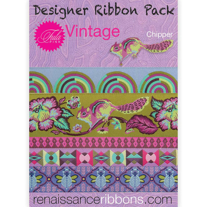 Renaissance Ribbons - Tula Pink Vintage Club Chipper - Designer Ribbon Pack - DP-TPVINCHIPPER