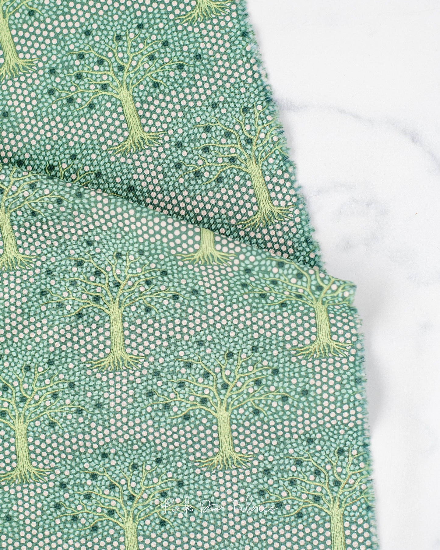 Cotton quilting fabric pattern called 'Applegarden Pine'. Part of the 'Hometown' fabric collection. Designed by Tilda Fabrics for fabric company Tilda Fabrics. SKU: 100480. 44-45 inch width.