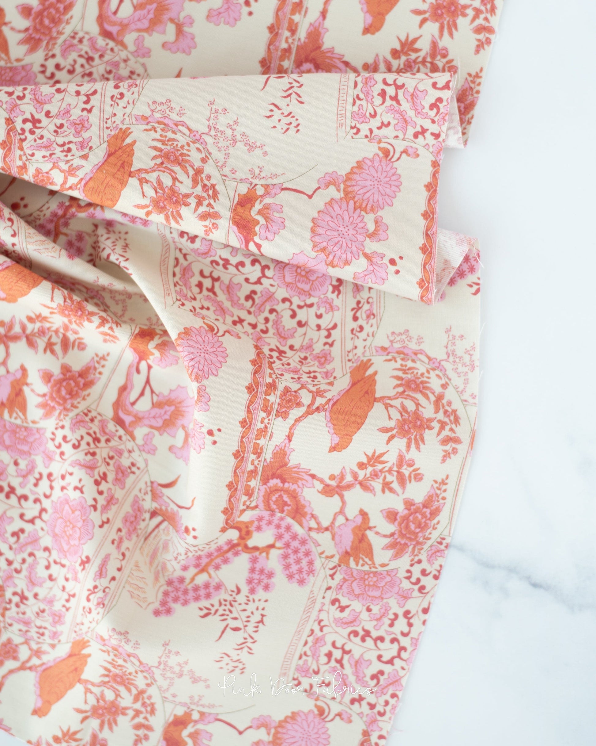 Cotton quilting fabric pattern called 'Vase Collection in Pink'. Part of the 'Chic Escape' fabric collection. Designed by Tilda Fabrics for fabric company Tilda Fabrics. SKU: 100460. 44-45 inch width.