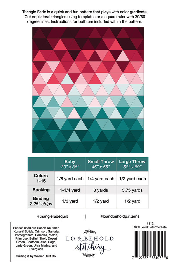 Triangle Fade - Lo and Behold Stitchery - Paper Pattern - LBS 112
