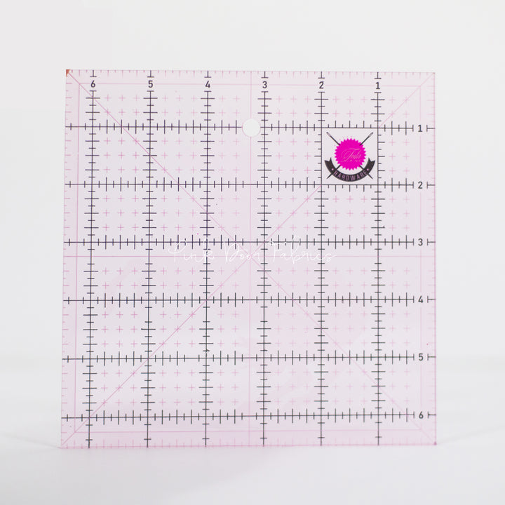 Tula Pink clear grip ruler, a Tula Pink hardware quilting notion, size 6.5" x 6.5", SKU: TPSQ6