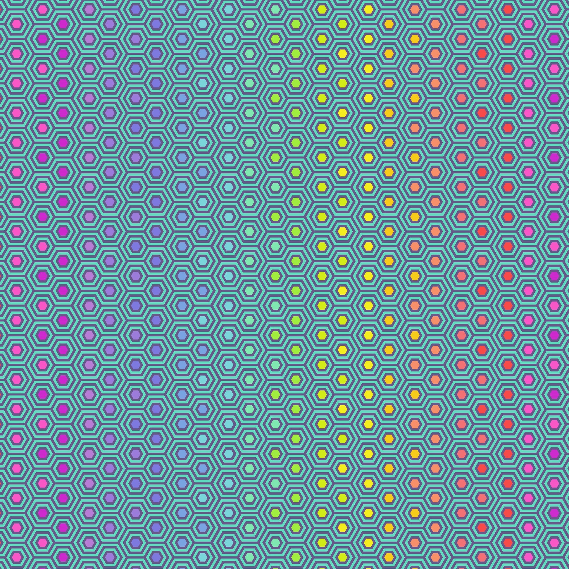 Cotton quilting fabric pattern called 'Hexy in Peacock'. Part of the 'True Colors' fabric collection. Designed by Tula Pink for fabric company Free Spirit Fabrics. SKU: PWTP151.PEACOCK. 44-45 inch width.