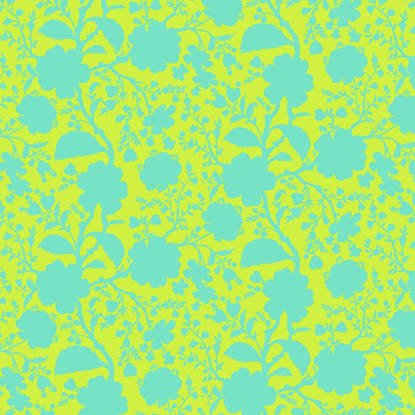 Cotton quilting fabric pattern called 'Wildflower in Spring'. Part of the 'True Colors' fabric collection. Designed by Tula Pink for fabric company Free Spirit Fabrics. SKU: PWTP149.SPRING. 44-45 inch width.