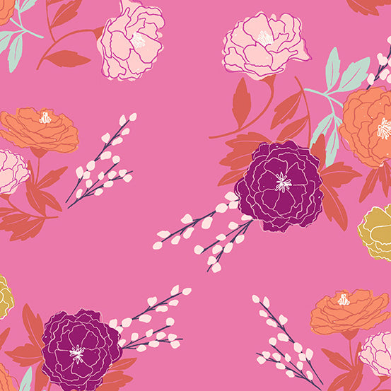 Wandering - Blossom in Pink - A-759-E - Half Yard