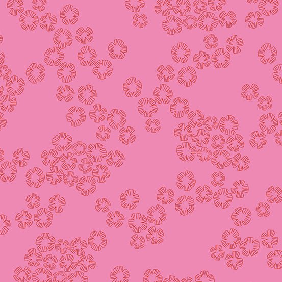 Cotton quilting fabric pattern called 'Charm in Pink'. Part of the 'Wandering' fabric collection. Designed by Stephanie Organes for fabric company Andover Fabrics. SKU: A-764-E. 44-45 inch width.
