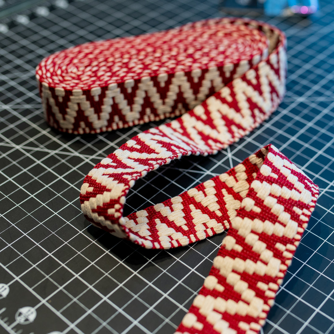 Embroidered Ribbon / Webbing - Red Zig Zag - One Yard