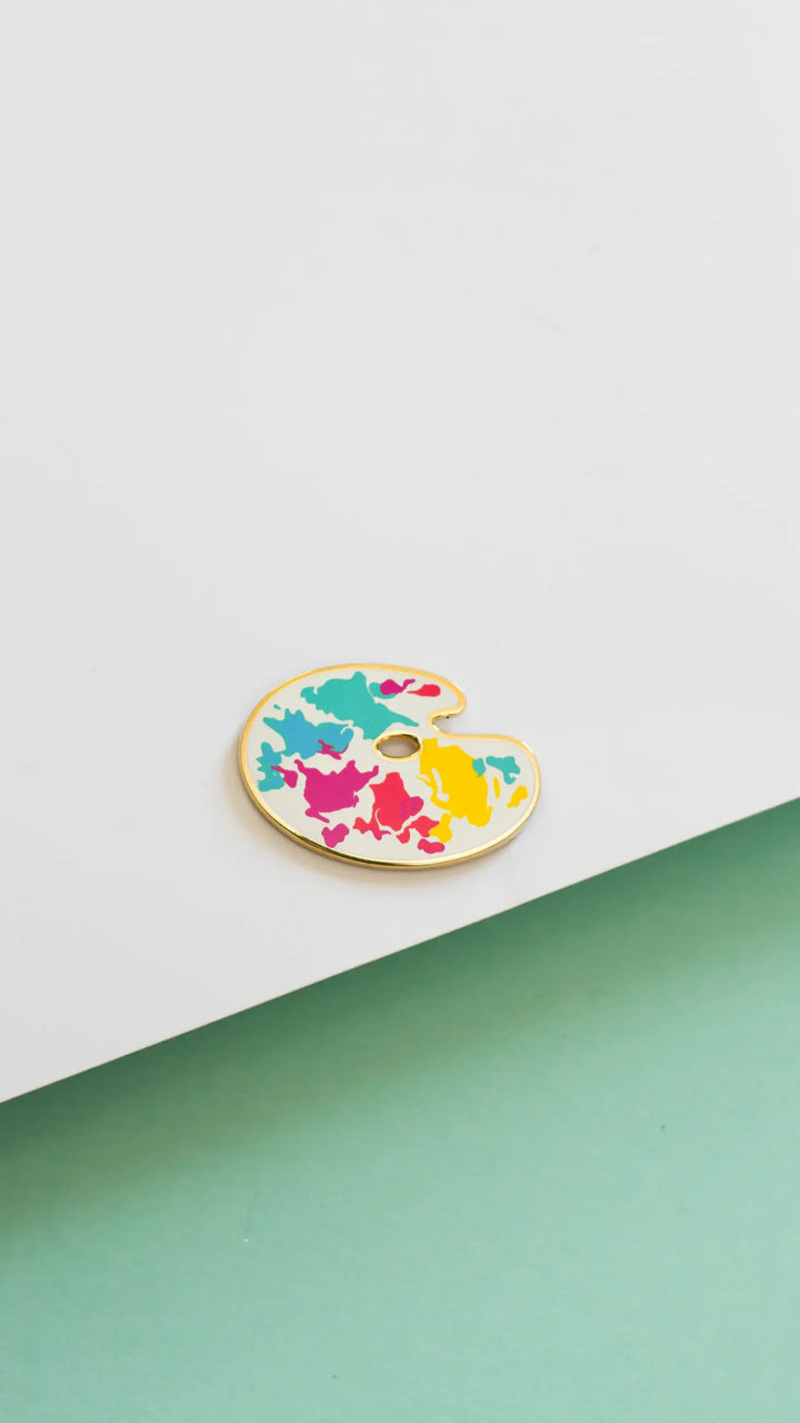 The Gray Muse - Paint Palette in White - Enamel Pin