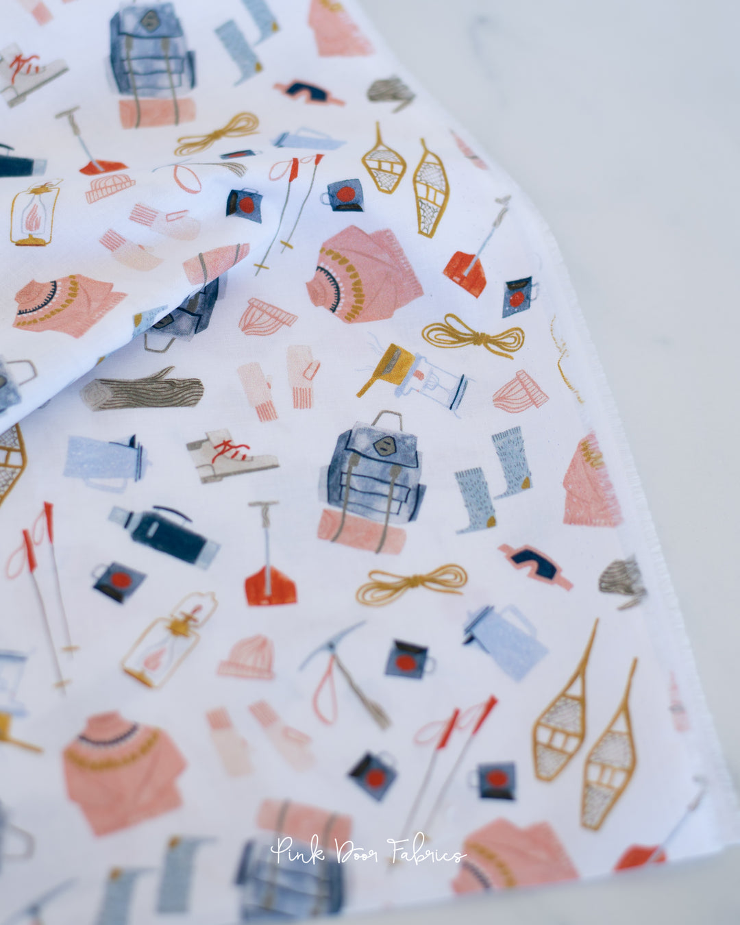 Wild Winter - Camping Supplies in White - Rae Ritchie for Dear Stella - DRR2006-WHITE - Half Yard