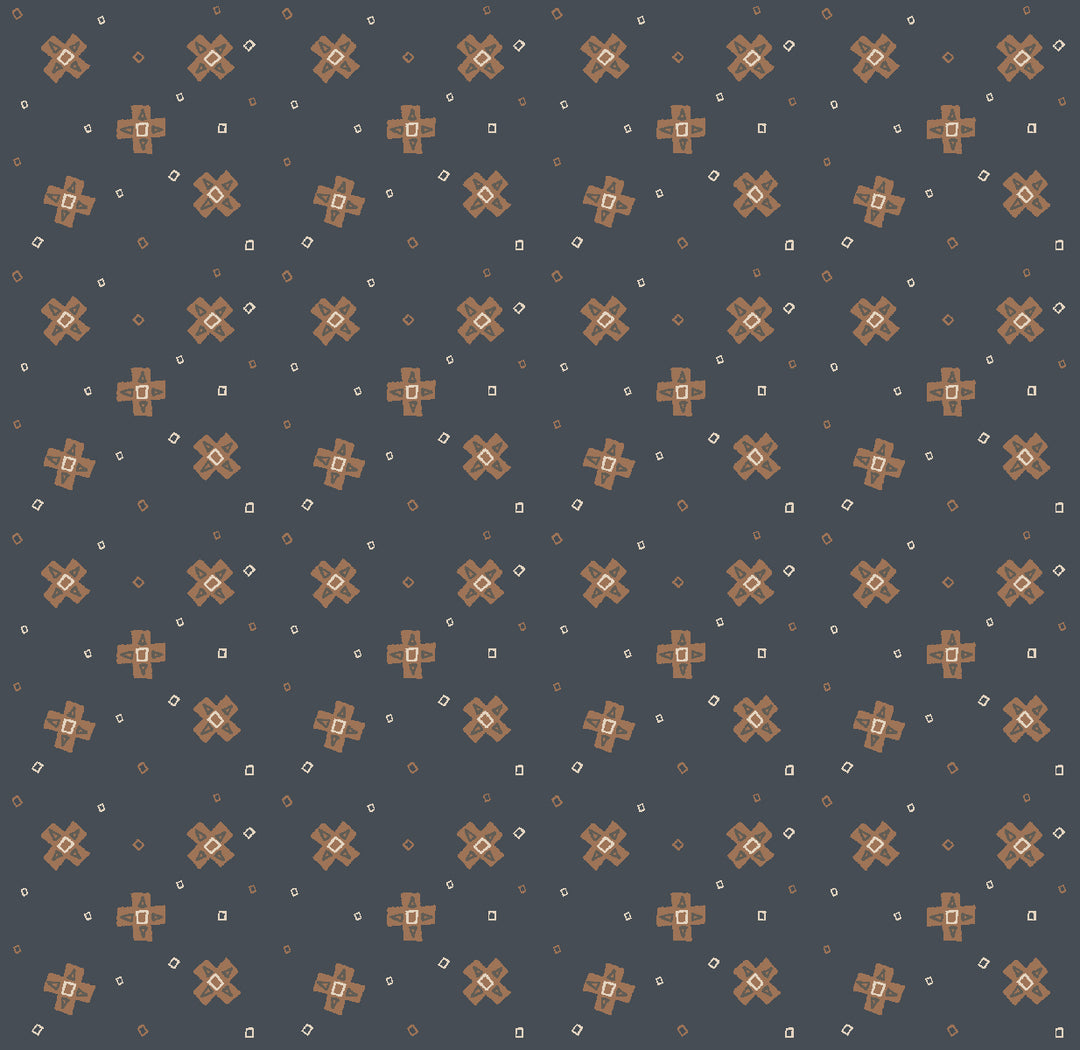 Cotton quilting fabric pattern called 'Highland in Ink'. Part of the 'South Sister' fabric collection. Designed by Ash Cascade for fabric company RJR Fabrics. SKU: AC302-IN3. 44-45 inch width.