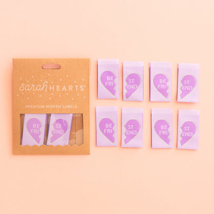 Sarah Hearts - Best Friend Purple - Sewing Woven Clothing Label Tags - SH960165