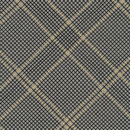 Cotton quilting fabric pattern called 'Diamond Grid in Pewter'. Part of the 'Collection CF' fabric collection. Designed by Carolyn Friedlander for fabric company Robert Kaufman. SKU: AFRM-19932-183. 44-45 inch width.