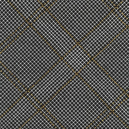 Cotton quilting fabric pattern called 'Diamond Grid in Black'. Part of the 'Collection CF' fabric collection. Designed by Carolyn Friedlander for fabric company Robert Kaufman. SKU: AFRM-19932-2. 44-45 inch width.