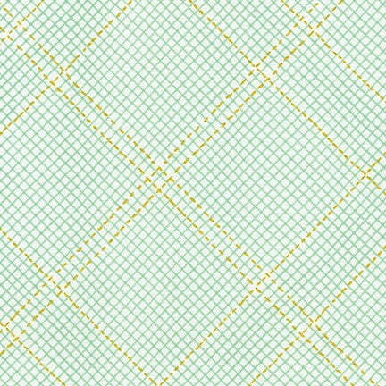 Cotton quilting fabric pattern called 'Diamond Grid in Seafoam'. Part of the 'Collection CF' fabric collection. Designed by Carolyn Friedlander for fabric company Robert Kaufman. SKU: AFRM-19932-241. 44-45 inch width.