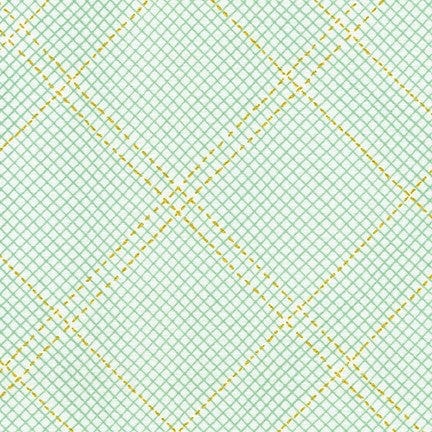 Cotton quilting fabric pattern called 'Diamond Grid in Seafoam'. Part of the 'Collection CF' fabric collection. Designed by Carolyn Friedlander for fabric company Robert Kaufman. SKU: AFRM-19932-241. 44-45 inch width.
