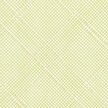 Cotton quilting fabric pattern called 'Diamond Grid in Green'. Part of the 'Collection CF' fabric collection. Designed by Carolyn Friedlander for fabric company Robert Kaufman. SKU: AFRM-19932-7. 44-45 inch width.