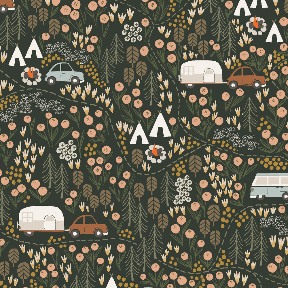 Get Out and Explore - Campfire Night in Pine - Mint Tulip for Cotton + Steel - MT100-PI2 - Half Yard
