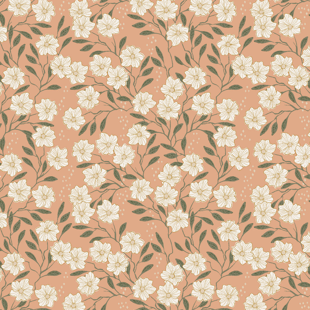 Get Out and Explore - Wild Vines in Peach - Mint Tulip for Cotton + Steel - MT101-PE2 - Half Yard