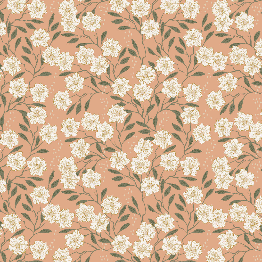 Get Out and Explore - Wild Vines in Peach - Mint Tulip for Cotton + Steel - MT101-PE2 - Half Yard