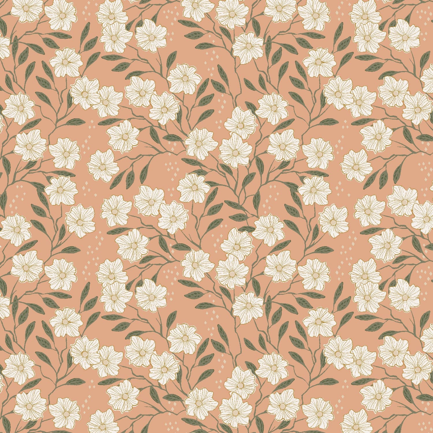 Get Out and Explore - Wild Vines in Peach - Mint Tulip for Cotton + Steel - MT101-PE2 - Half Yard
