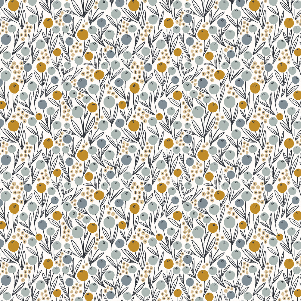  Get Out and Explore - Camping Flowers in Morning Blue - Mint Tulip for Cotton + Steel - MT104-MB1 - Half Yard