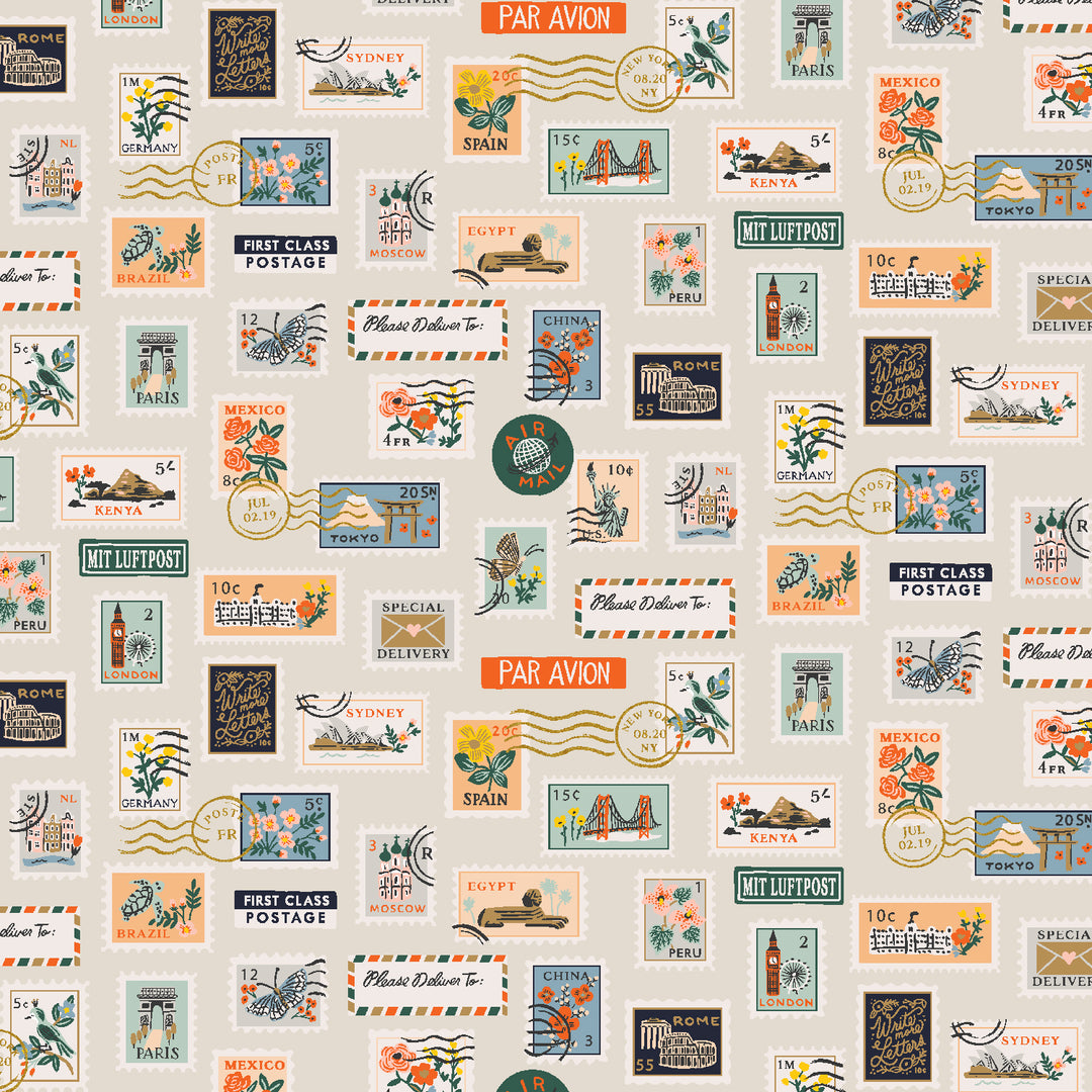 Bon Voyage - City Guide in White - Rifle Paper Co. - RP801-WH1 - Half Yard