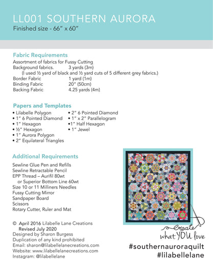 Southern Aurora - EPP Pattern and Papers - Lilabelle Lane Creations - LL001