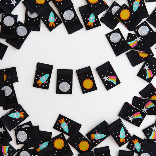 Sarah Hearts - Space Multipack - Sewing Woven Clothing Label Tags - LP137