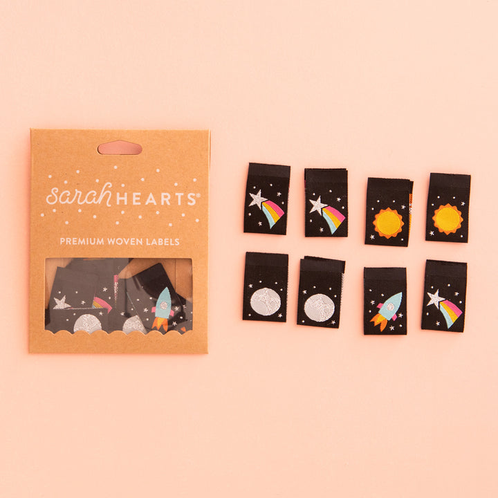 Sarah Hearts - Space Multipack - Sewing Woven Clothing Label Tags - LP137