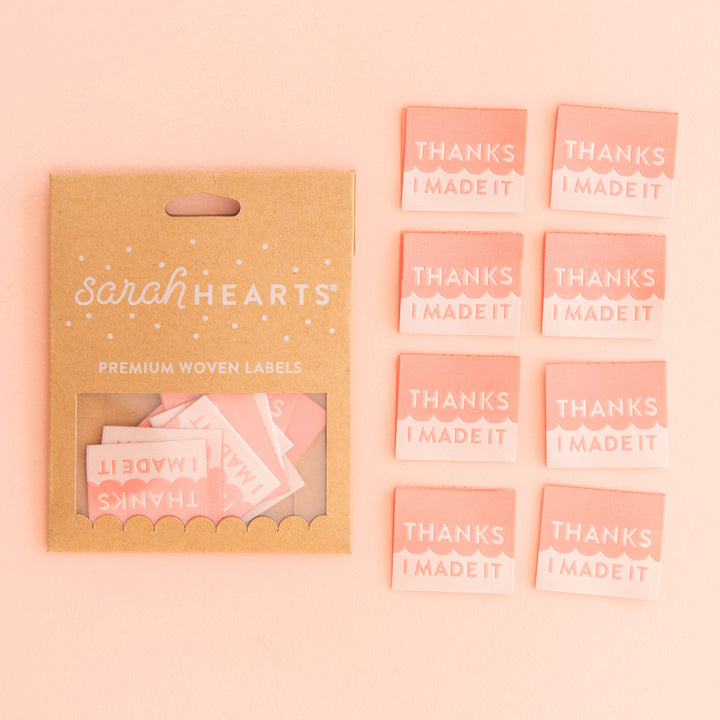 Sarah Hearts - Thanks I Made It - Sewing Woven Clothing Label Tags - SH960226