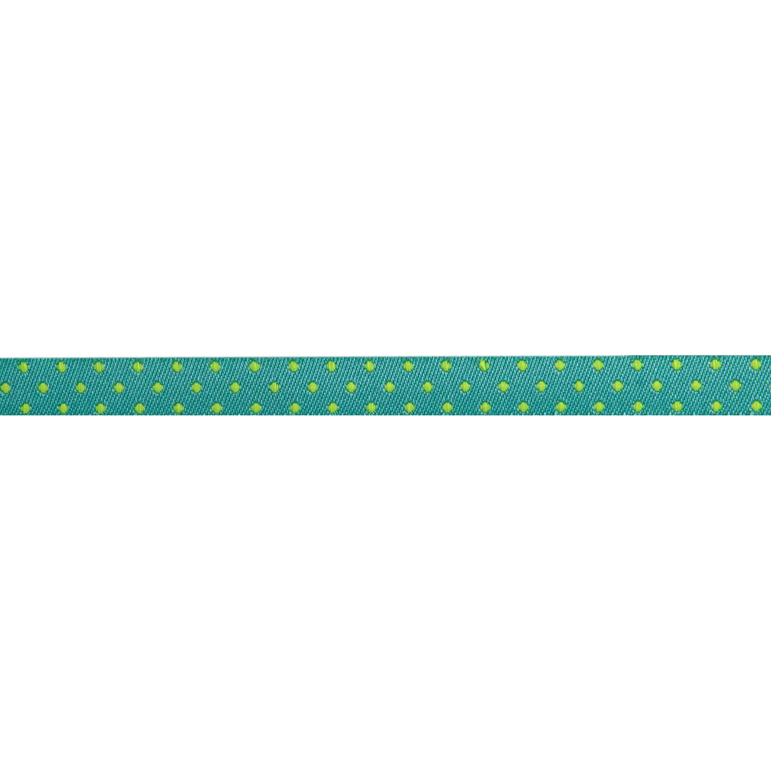 Renaissance Ribbons - Reversible Dots Peacock 3/8" - One Yard