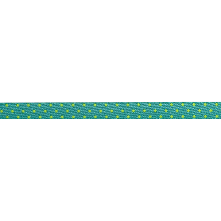 Renaissance Ribbons - Reversible Dots Peacock 3/8" - One Yard