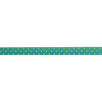 Renaissance Ribbons - Reversible Dots Peacock 3/8" - One Yard