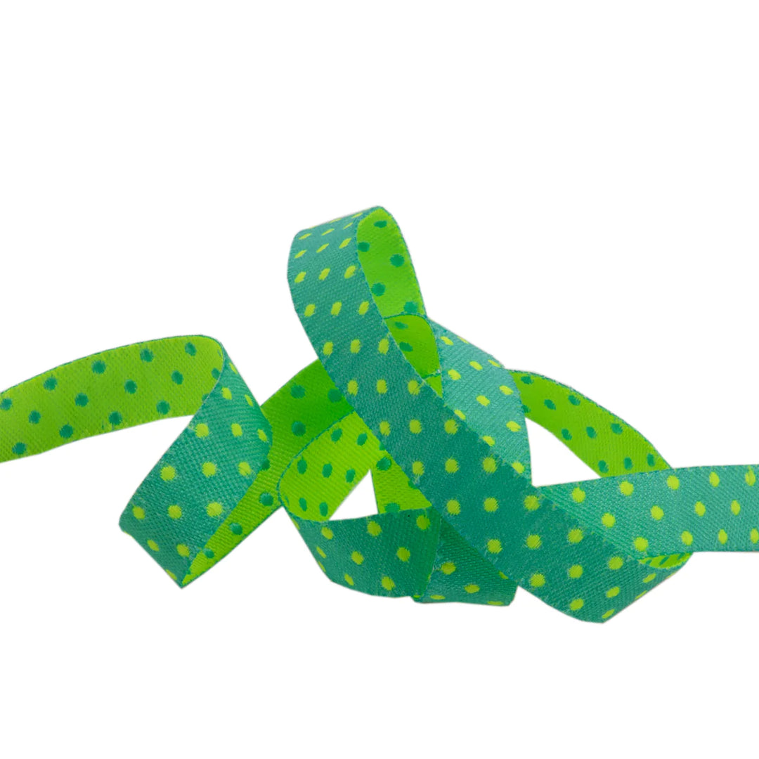 Renaissance Ribbons - Reversible Dots Peacock 5/8" - One Yard