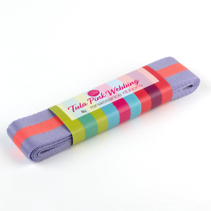 Renaissance Ribbons - Tula Pink Webbing - Tula Pink Webbing in Lavender and Pink - TK-90 38mm col 6 - Two Yard Pack