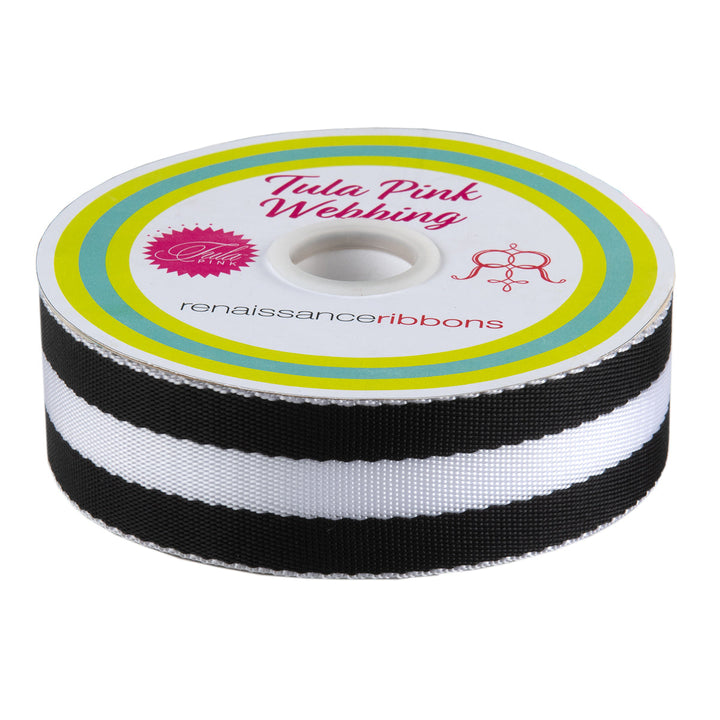 Renaissance Ribbons - 1-1/2" Webbing in Black and White - One Yard