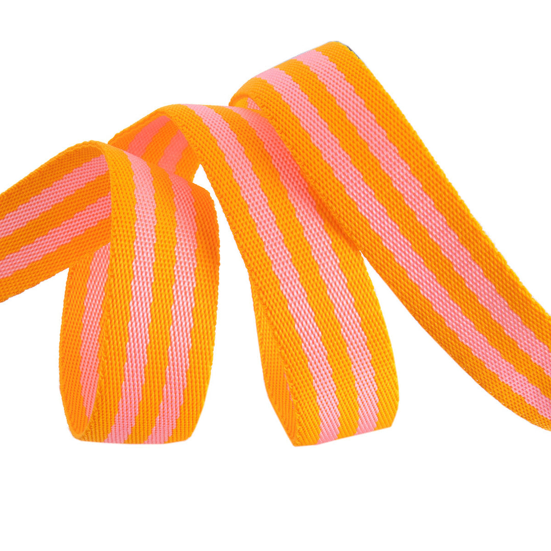 Renaissance Ribbons - 1" Tula Pink Webbing - Tula Pink Webbing in Pink and Orange - TKS-91 1" Col 02 - One Yard