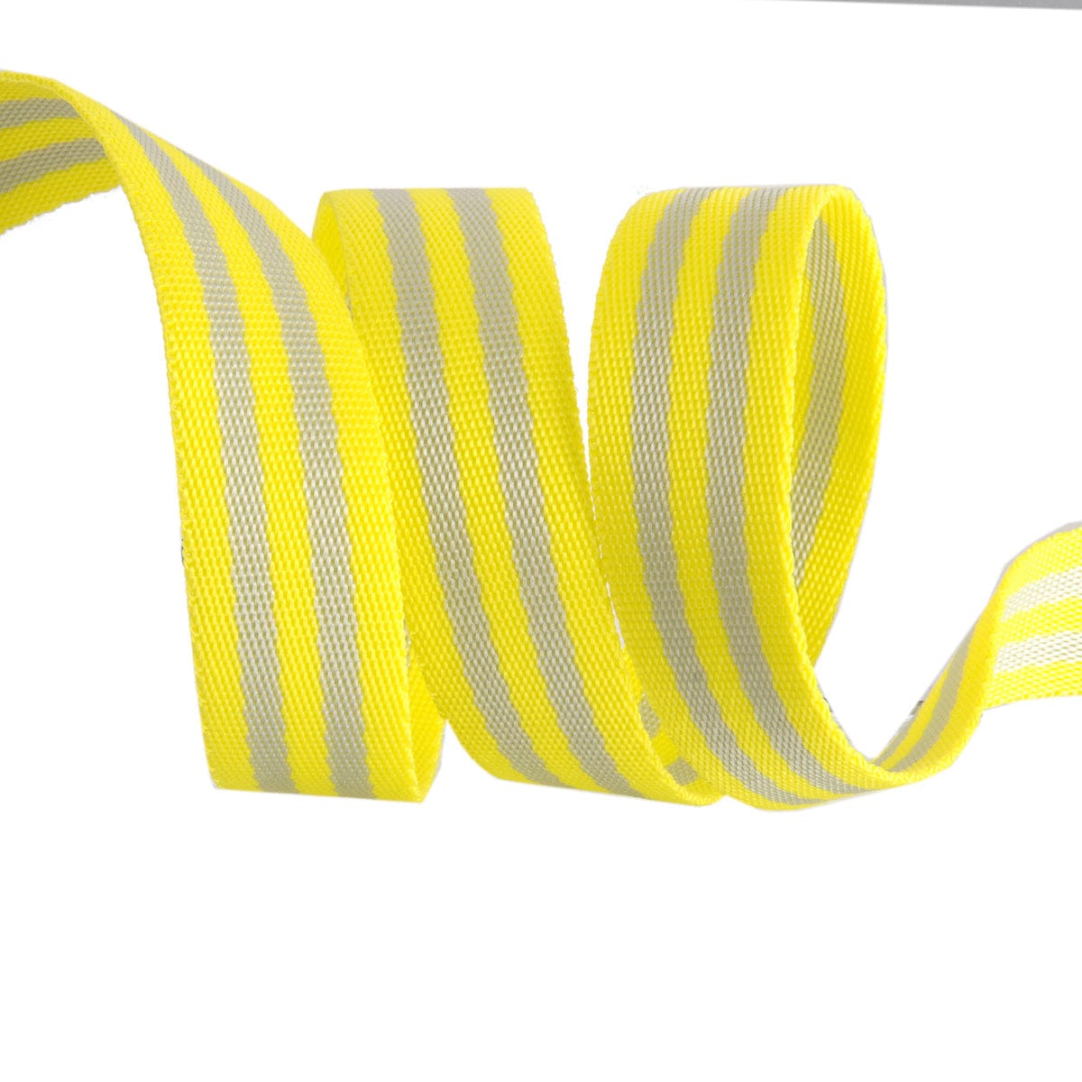 Renaissance Ribbons - 1" Tula Pink Webbing - Tula Pink Webbing in Grey and Neon Yellow - TKS-91 1" Col 03 - One Yard