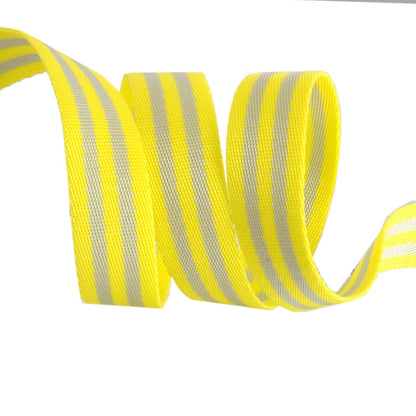 Renaissance Ribbons - 1" Tula Pink Webbing - Tula Pink Webbing in Grey and Neon Yellow - TKS-91 1" Col 03 - One Yard